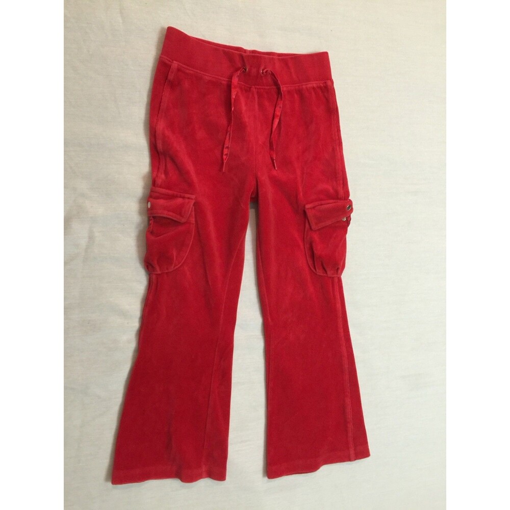 TKS GIRLS VELOUR CARGO PANTS SIZE 6X RED